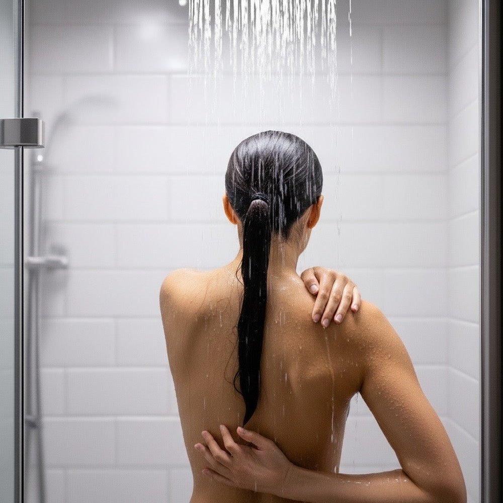 Se laver le dos sous la douche, une zone difficile à atteindre